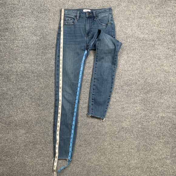 Pistola Jeans Womens 25 Denim Aline High Waist Ankle Skinny Whiskered Fringe Hem - Picture 4 of 9